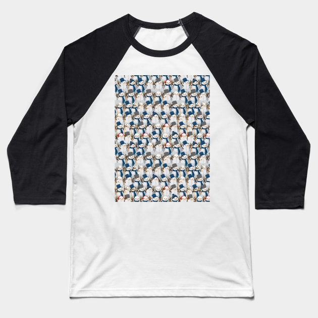 Snowman Pile Baseball T-Shirt by zarya_kiqo